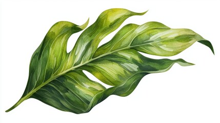 Obraz premium Vibrant green fern leaf against a clean white background showcasing intricate details and natural beauty of foliage