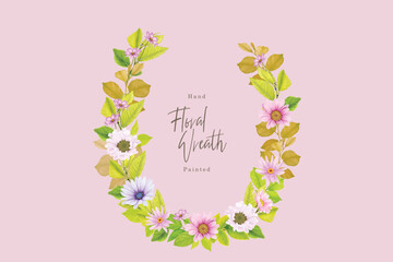 watercolor CHRYSANTHEMUM wreath card set 