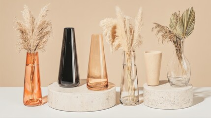 Elegant Dried Floral Arrangements in Stylish Vases