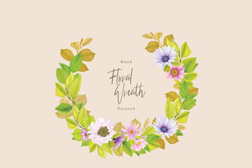 watercolor CHRYSANTHEMUM wreath card set 