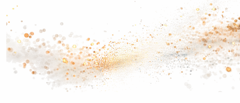 Abstract golden bokeh particles and light streaks isolated on transparent background - Powered by Adobe