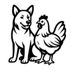 dog and chicken
