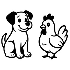 puppy and chicken