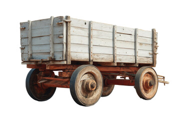 Vintage wooden wagon with four wheels and rustic detailing, cut out