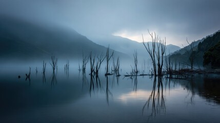 A Misty Lake Sunrise That Is Hauntingly Beautiful