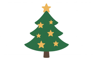 Fototapeta premium Christmas tree decorating with stars, celebrating winter holidays and festive season, transparent background illustration