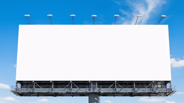 Large Billboard Structure Against a Bright Blue Sky with Scattered White Clouds