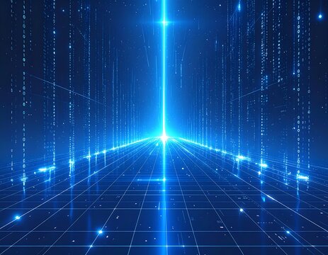 Digital pathway with glowing code - Powered by Adobe