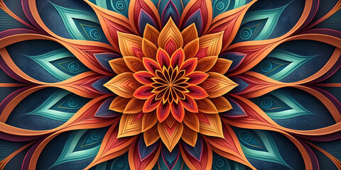 Intricate psychedelic fractal flower mandala art