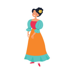 Fototapeta premium Mexican Woman Character in Traditional Clothes Vector Illustration