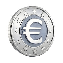 Close up of a two euro coin with euro symbol on black background