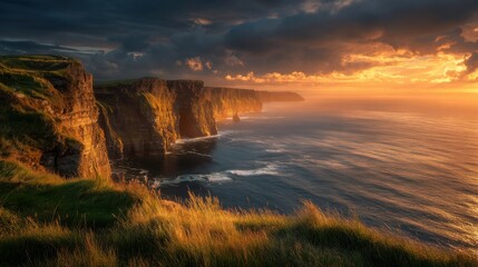 The Breathtaking View Of A Cliffs of Moher Sunset