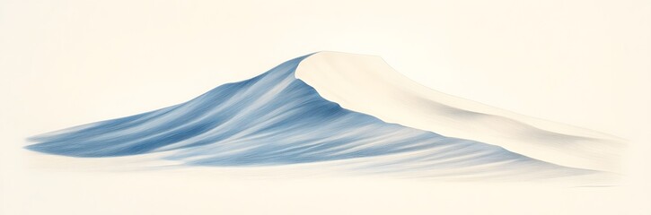 Serene snow-capped mountain with blue shadows on a clear horizon