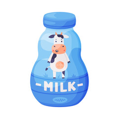 Milk Bottle as Dairy Food and Product Item Vector Illustration