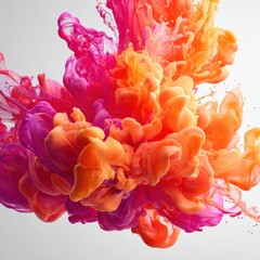 Obraz premium Vivid Abstract Swirl of Colorful Ink in Water Creating Stunning Artwork with Blended Shades of Orange, Pink, and Purple
