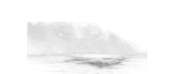 Misty waterfall cascading into calm water isolated on transparent background