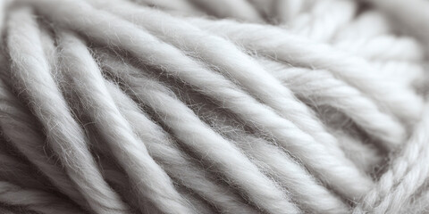 Soft white wool yarn strands closeup fluffy texture handmade textile background - AI generated