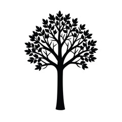 Fototapeta premium Simple Tree Silhouette, Minimal Tree Silhouette, Black Tree Outline, Nature Tree Silhouette, Isolated Tree Vector