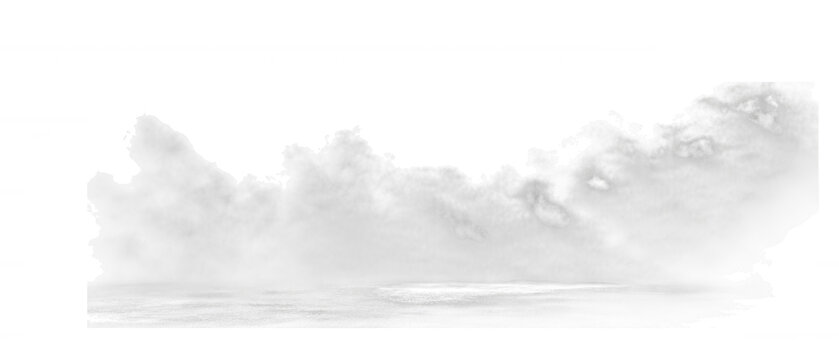 Dramatic stormy clouds and turbulent ocean waves isolated on transparent background