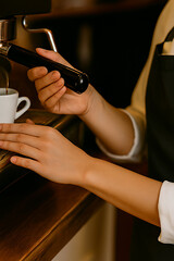 hands preparing an expresso AI generated