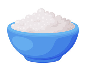 Cottage Cheese in Bowl as Milk and Dairy Food and Product Item Vector Illustration