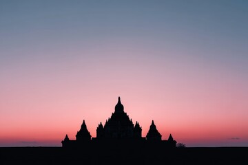 Silhouette Of Ancient Temple At Sunrise
