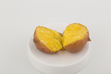 red potatoes on white background