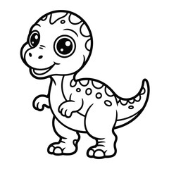 Cute cartoon baby dinosaur with big eyes and spots isolated on white background