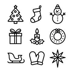 Christmas icons festive symbols tree star