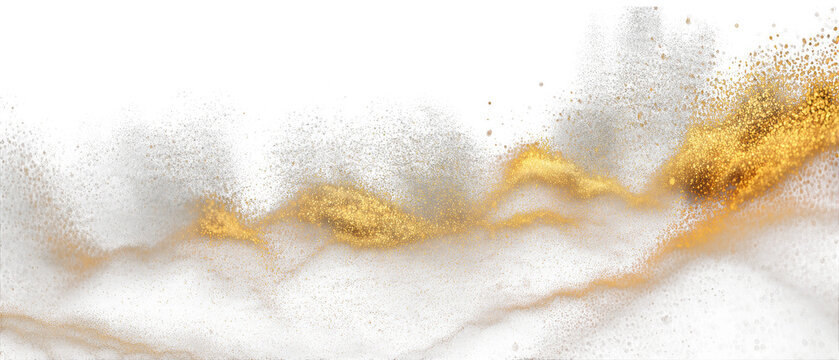 Golden glittering dust particles swirling in abstract motion isolated on transparent background