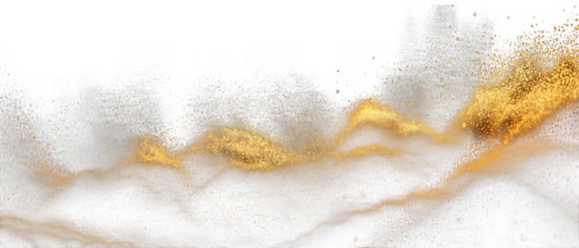 Golden glittering dust particles swirling in abstract motion isolated on transparent background - Powered by Adobe