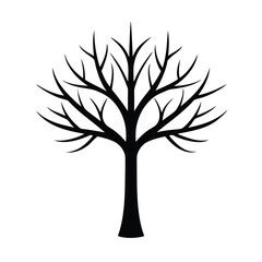 Obraz premium Simple Tree Silhouette, Minimal Tree Silhouette, Black Tree Outline, Nature Tree Silhouette, Isolated Tree Vector