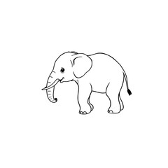 Elephant, the drawing is made in a minimalistic style and reflects the essence of the object with a single continuous line.