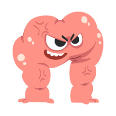 Comic Monster Character with Evil Grin on Face Vector Illustration