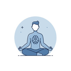 Mindfulness Meditation A Serene Illustration of a Person Practicing Yoga with a Brain Icon Symbolizing Mental Clarity and Inner Peace