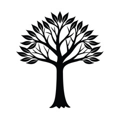 Obraz premium Simple Tree Silhouette, Minimal Tree Silhouette, Black Tree Outline, Nature Tree Silhouette, Isolated Tree Vector
