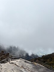 Fototapeta premium Mount Kinabalu, Sabah trail wooden staircases climbing journey
