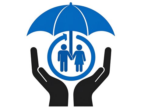 Couple protected by umbrella