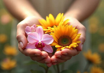 flower in hands