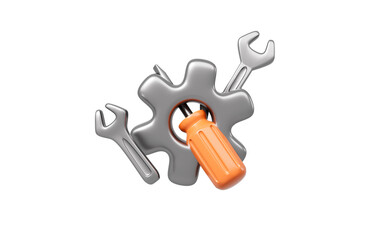 Cartoon pliers, screwdriver, spanner, hacksaw and so on repair tool, 3d rendering.