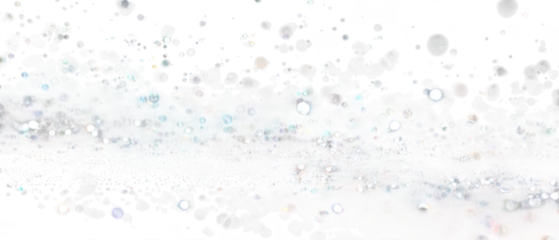 Sparkling bubbles and frothy texture with iridescent highlights isolated on transparent background