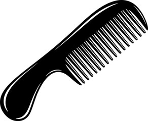 a black comb with evenly spaced teeth, sleek design, vector
