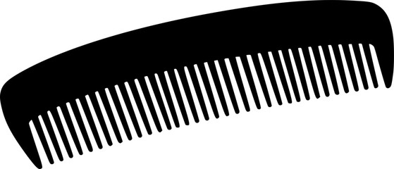 a black comb with evenly spaced teeth, sleek design, vector
