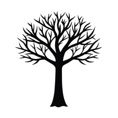 Obraz premium Simple Tree Silhouette, Minimal Tree Silhouette, Black Tree Outline, Nature Tree Silhouette, Isolated Tree Vector