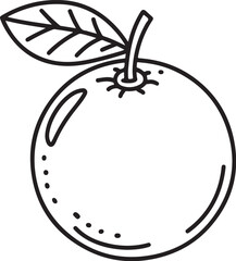 Vintage Style Orange Fruit with Leaf – Detailed Citrus Vector Drawing