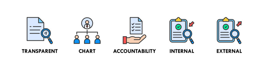 Corporate Governance banner web icon vector illustration concept with icon of transparent, chart, accountability, internal, and external