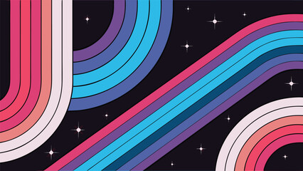 Rainbow background with stars and space for text. Vector illustration.