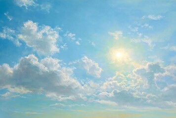 Sky with Clouds and Sun, Beautiful Weather