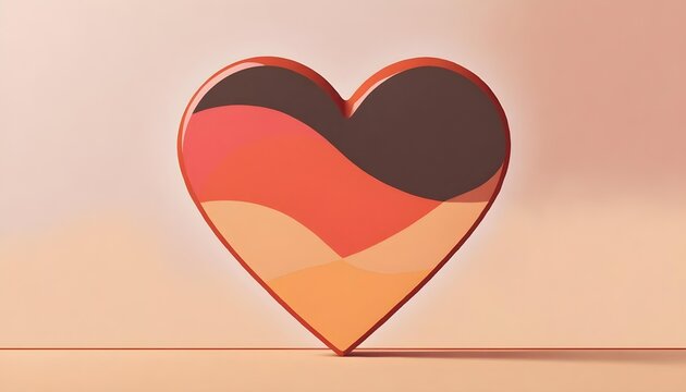 Wavy Colorful Heart Shape on Beige Background Illustration - Powered by Adobe