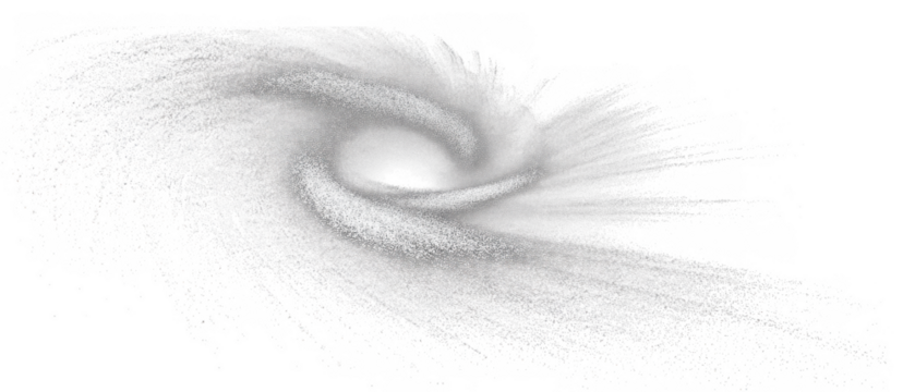 Abstract swirling galaxy nebula with cosmic dust isolated on transparent background